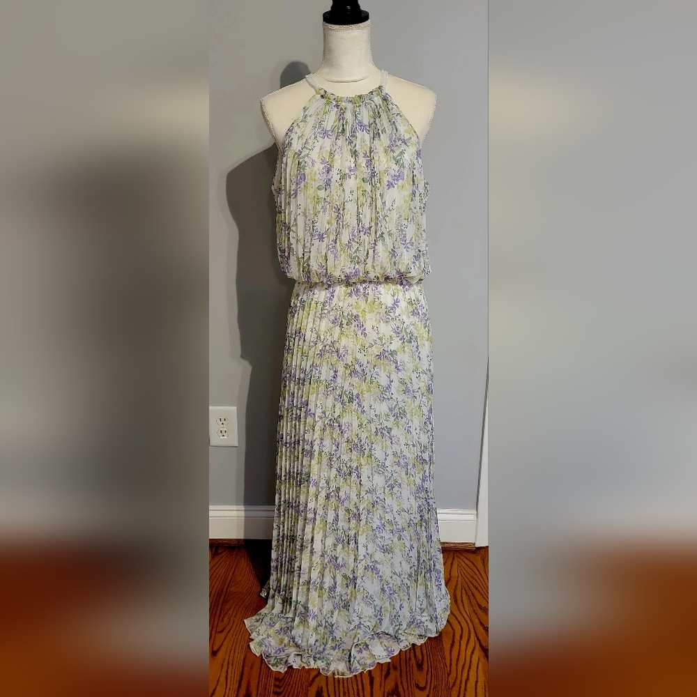 MSK Pastel Floral Halter Maxi Dress